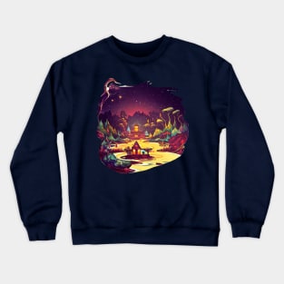 Magic Lantern Lighting Lake Water Pond Reflection Watercolor Crewneck Sweatshirt